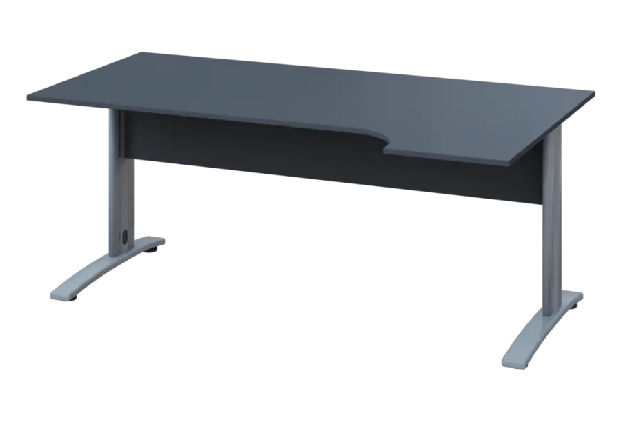 ERK 28 - 184 stůl kancelářský, rohový, pravý, kovová podnož stříbrná, deska 25 mm, široký 1800 mm, antracit